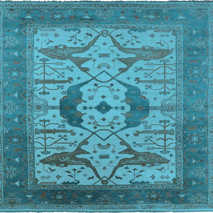 Square Machine Washable Oriental Light Blue Industrial Rug, wshurb1642lblu