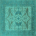 Square Oriental Turquoise Industrial Rug, urb1643turq