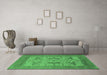 Machine Washable Oriental Emerald Green Industrial Area Rugs in a Living Room,, wshurb1643emgrn