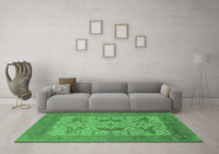 Machine Washable Oriental Emerald Green Industrial Rug, wshurb1643emgrn