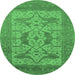 Round Oriental Emerald Green Industrial Rug, urb1643emgrn