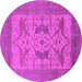 Round Oriental Pink Industrial Rug, urb1643pnk