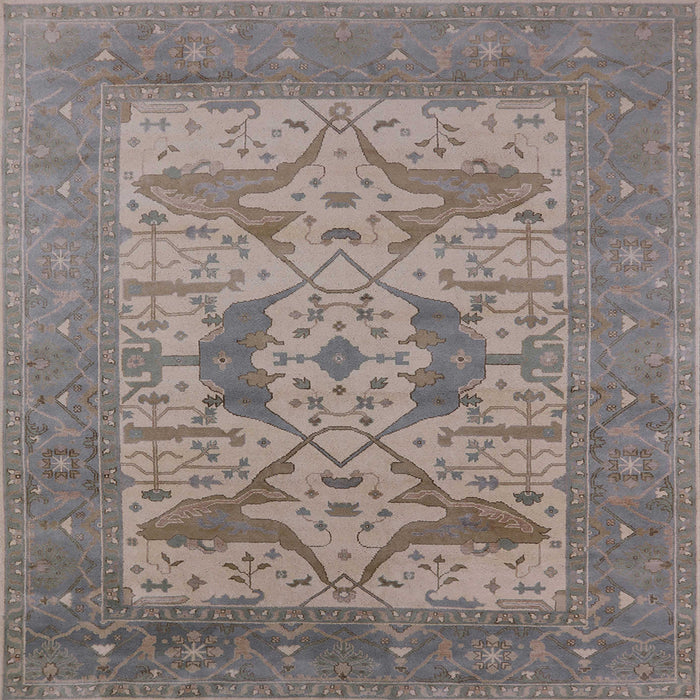 Square Mid-Century Modern Sandstone Brown Oriental Rug, urb1643