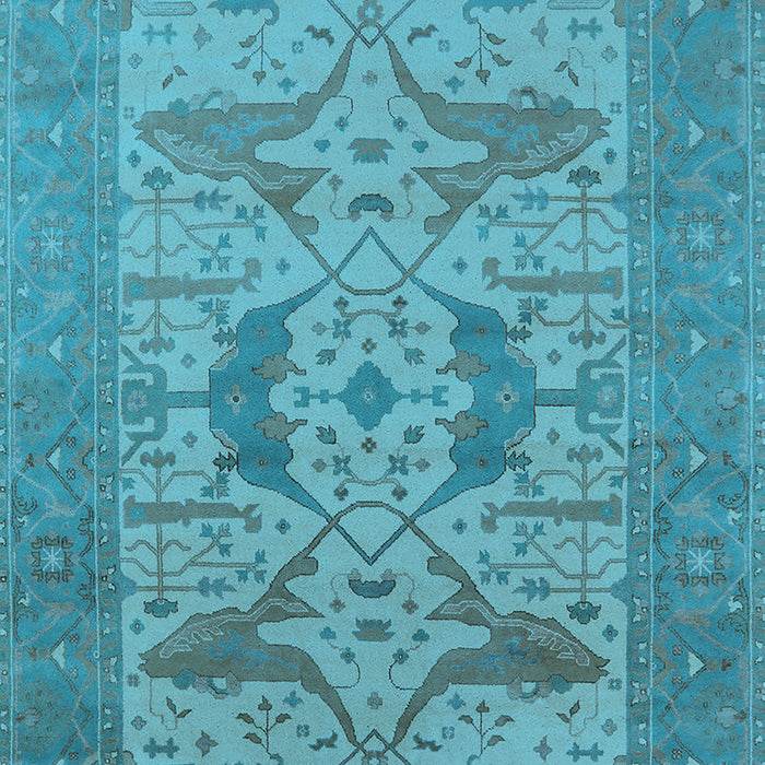 Machine Washable Oriental Light Blue Industrial Rug, wshurb1643lblu