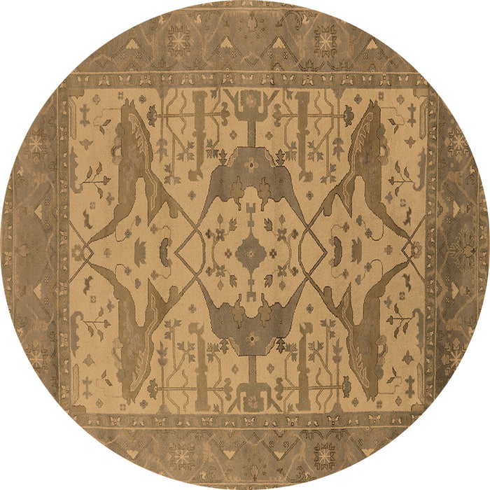 Round Oriental Brown Industrial Rug, urb1643brn