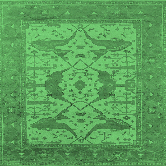 Square Oriental Emerald Green Industrial Rug, urb1643emgrn