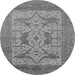 Round Oriental Gray Industrial Rug, urb1643gry