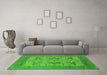 Machine Washable Oriental Green Industrial Area Rugs in a Living Room,, wshurb1643grn