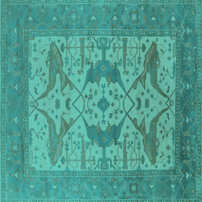 Square Machine Washable Oriental Turquoise Industrial Area Rugs, wshurb1643turq