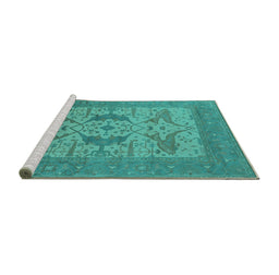 Sideview of Machine Washable Oriental Turquoise Industrial Area Rugs, wshurb1643turq