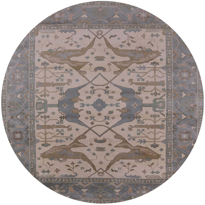 Round Mid-Century Modern Sandstone Brown Oriental Rug, urb1643
