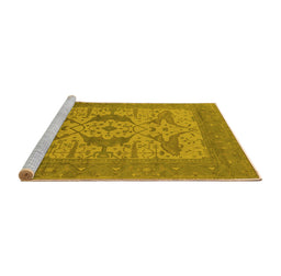 Sideview of Machine Washable Oriental Yellow Industrial Rug, wshurb1643yw