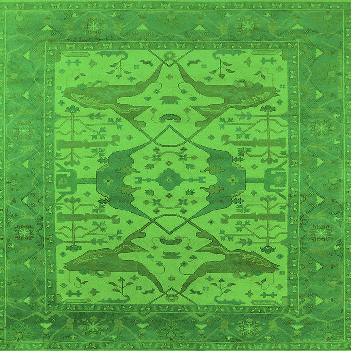 Square Machine Washable Oriental Green Industrial Area Rugs, wshurb1643grn