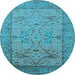 Round Oriental Light Blue Industrial Rug, urb1644lblu