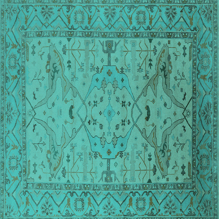 Square Oriental Turquoise Industrial Rug, urb1644turq