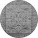 Round Machine Washable Oriental Gray Industrial Rug, wshurb1644gry