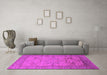 Machine Washable Oriental Pink Industrial Rug in a Living Room, wshurb1644pnk