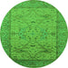 Round Oriental Green Industrial Rug, urb1644grn