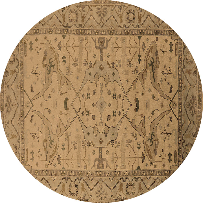 Round Oriental Brown Industrial Rug, urb1644brn
