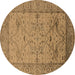 Round Oriental Brown Industrial Rug, urb1644brn