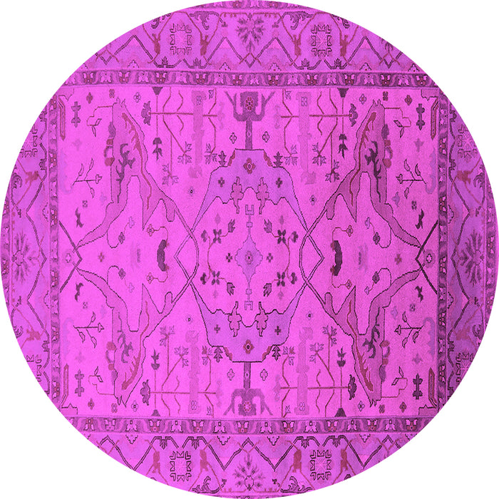 Round Machine Washable Oriental Pink Industrial Rug, wshurb1644pnk