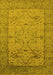 Machine Washable Oriental Yellow Industrial Rug, wshurb1644yw