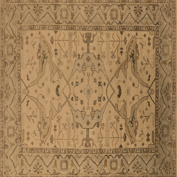 Square Machine Washable Oriental Brown Industrial Rug, wshurb1644brn