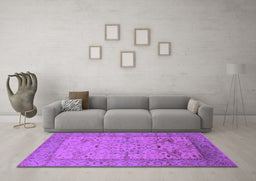 Machine Washable Oriental Purple Industrial Area Rugs in a Living Room, wshurb1644pur