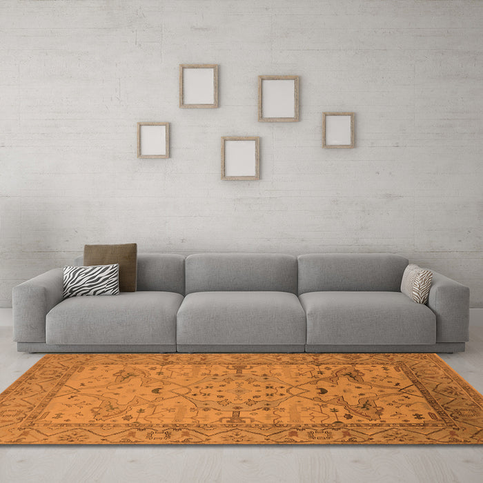 Machine Washable Oriental Orange Industrial Area Rugs in a Living Room, wshurb1644org