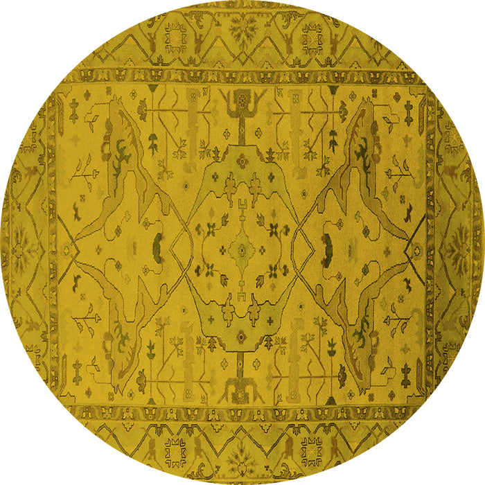 Round Oriental Yellow Industrial Rug, urb1644yw