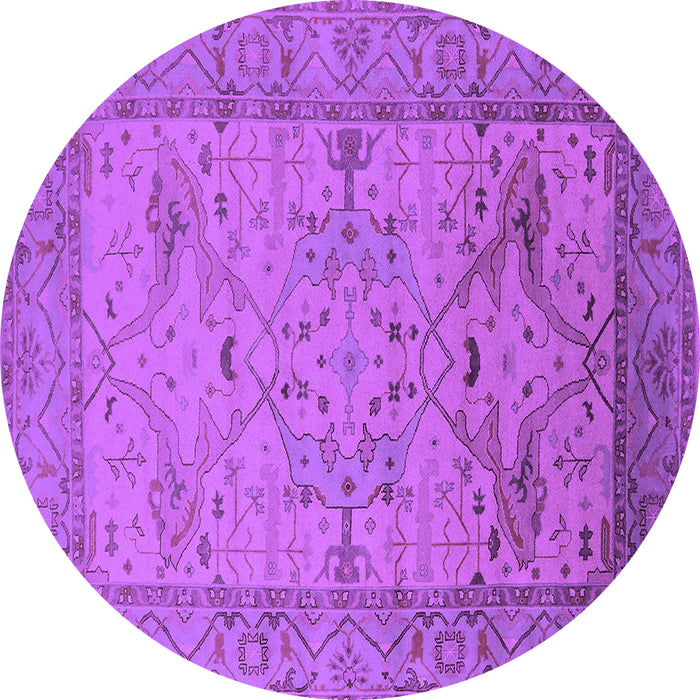 Round Machine Washable Oriental Purple Industrial Area Rugs, wshurb1644pur