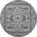 Round Oriental Gray Industrial Rug, urb1645gry