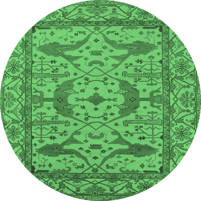 Round Oriental Emerald Green Industrial Rug, urb1645emgrn