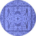 Round Oriental Blue Industrial Rug, urb1645blu