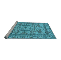 Sideview of Machine Washable Oriental Light Blue Industrial Rug, wshurb1645lblu