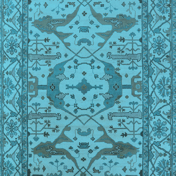 Machine Washable Oriental Light Blue Industrial Rug, wshurb1645lblu