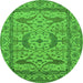 Round Oriental Green Industrial Rug, urb1645grn