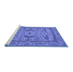 Sideview of Machine Washable Oriental Blue Industrial Rug, wshurb1645blu