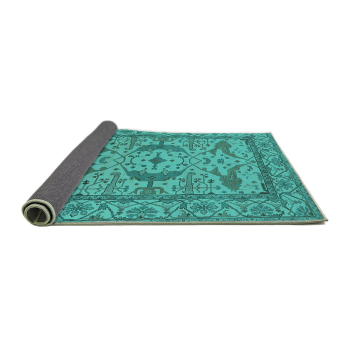 Sideview of Oriental Turquoise Industrial Rug, urb1645turq