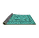 Sideview of Oriental Turquoise Industrial Rug, urb1645turq