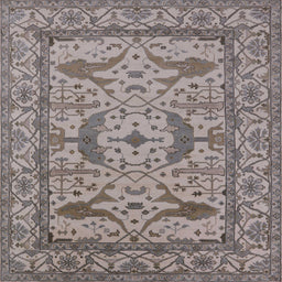 Square Mid-Century Modern Puce Purple Oriental Rug, urb1645