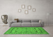 Machine Washable Oriental Green Industrial Area Rugs in a Living Room,, wshurb1645grn