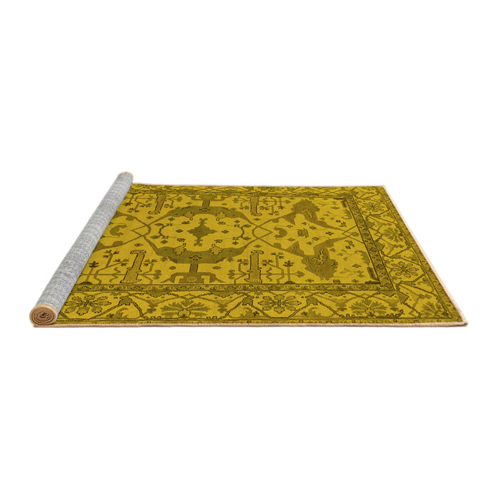 Sideview of Machine Washable Oriental Yellow Industrial Rug, wshurb1645yw