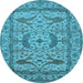 Round Oriental Light Blue Industrial Rug, urb1645lblu