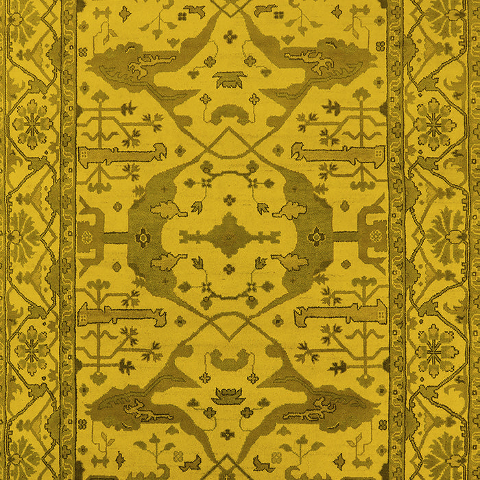 Machine Washable Oriental Yellow Industrial Rug, wshurb1645yw