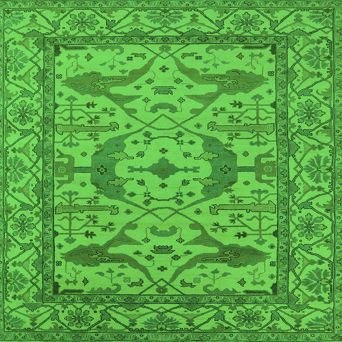 Square Machine Washable Oriental Green Industrial Area Rugs, wshurb1645grn