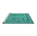 Sideview of Machine Washable Oriental Turquoise Industrial Area Rugs, wshurb1645turq