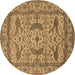 Round Oriental Brown Industrial Rug, urb1645brn