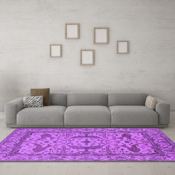 Machine Washable Oriental Purple Industrial Area Rugs in a Living Room, wshurb1645pur