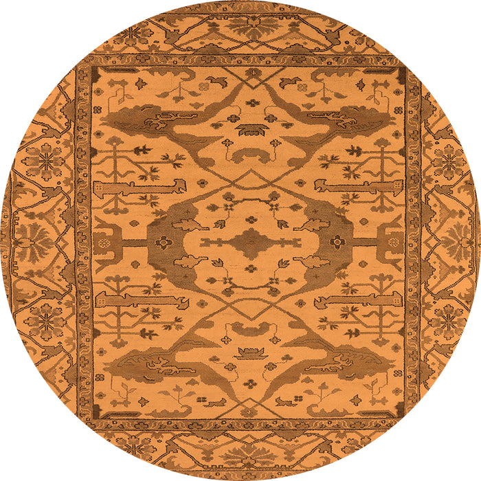 Round Machine Washable Oriental Orange Industrial Area Rugs, wshurb1645org